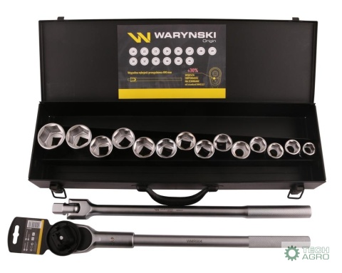 Zestaw nasadek 3/4 z odporną grzechotkąi rękojeścią przegubową 16 el. Waryński
