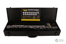 Zestaw nasadek 3/4 z odporną grzechotkąi rękojeścią przegubową 17 el Waryński