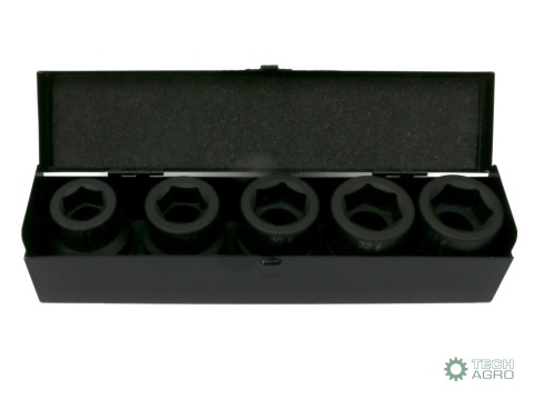 Zestaw nasadek udarowych 1" 5 cz. 24.27. 30. 32. 33 mm ze stali CrMo DIN 3129 Waryński