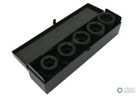 Zestaw nasadek udarowych 1" 5 cz. 24.27. 30. 32. 33 mm ze stali CrMo DIN 3129 Waryński