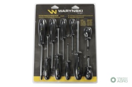 Zestaw wkrętaków ze stali odpornej na skręcanie SVCM 10 szt z hartowanymi grotami Waryński