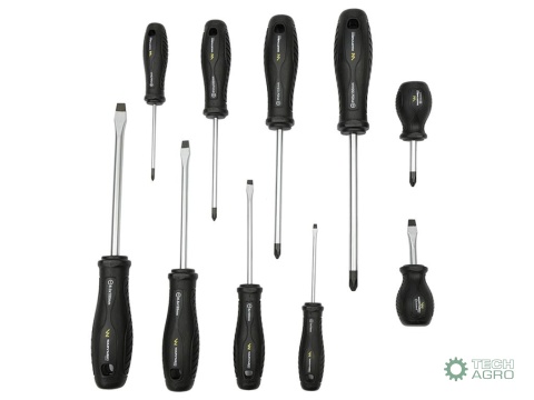 Zestaw wkrętaków ze stali odpornej na skręcanie SVCM 10 szt z hartowanymi grotami Waryński