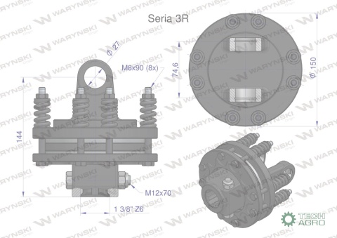 Sprzęgło cierne wału Seria 3R 900Nm - 13/8 Z6 WARYŃSKI