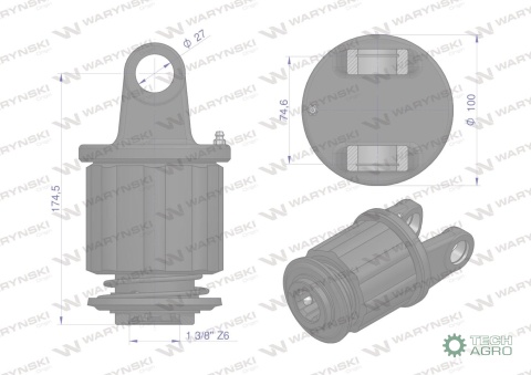 Sprzęgło zapadkowe wału Seria 3R 900 Nm- 1 3/8 Z6 WARYŃSKI