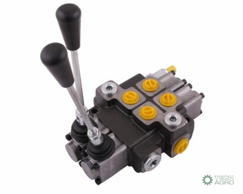 Rozdzielacz hydrauliczny 2-sekcyjny maxprzepływ 40L (1 sekcja - z zatrzaskiem) Waryński