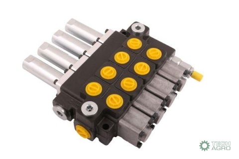 Rozdzielacz hydrauliczny 4-sekcyjny maxprzepływ 40L sterowany linkami Waryński