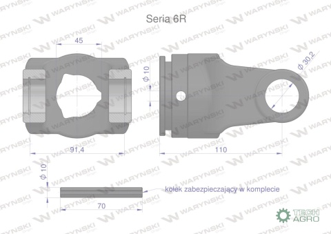 Widłak rury wewnętrznej 45x5.5 krzyżak 30.2x91.4 Seria 6R Waryński
