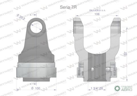 Widłak z pierścieniem 1 3/4 Z6 - 30X106Seria 7R CE2020 Waryński