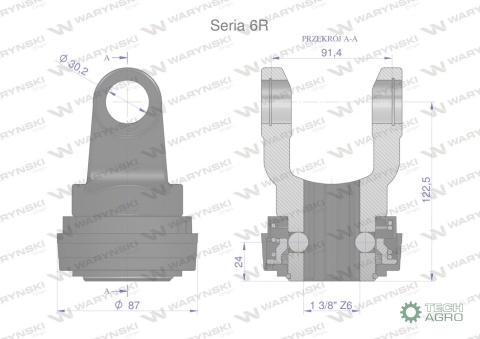 Widłak z pierścieniem 1 3/8 Z6 - 30.2X91.4 Seria 6R CE2020 Waryński