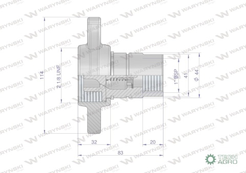 Szybkozłącze hydrauliczne skręcane (motylkowe) wtyczka G1"BSP gwint wewnętrzny 250bar Waryński