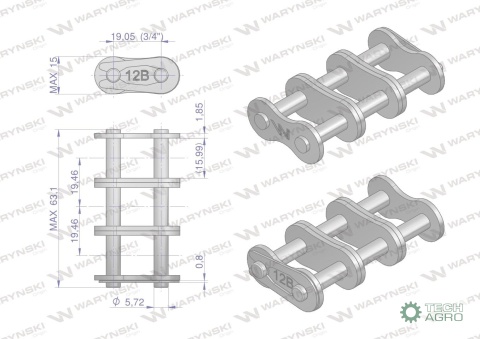Zamek łańcucha Z12B-3 (R3 3/4) Waryński( sprzedawane po 5 )