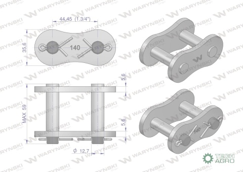 Zamek łańcucha wzmocnionego Z28A-1 ANSIA 140 (R1 1.3/4) Waryński