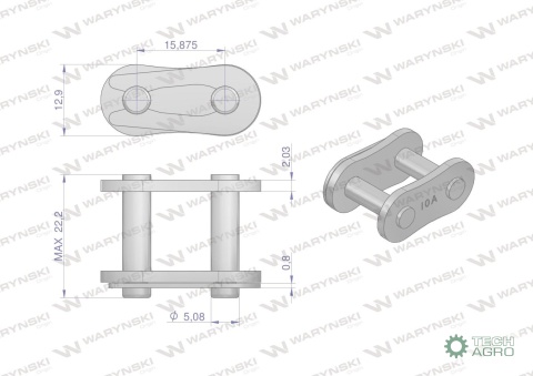 Zamek łańcucha wzmocniony Z10A-1 ANSI A50 (R1 5/8) Waryński ( sprzedawane po 10 )