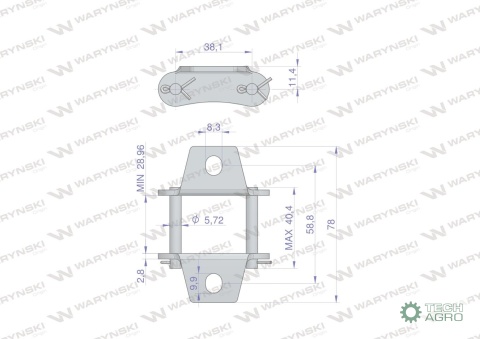 Zamek łańcucha z przyłączem obustronnymS52K1 Waryński ( sprzedawane po 2 )