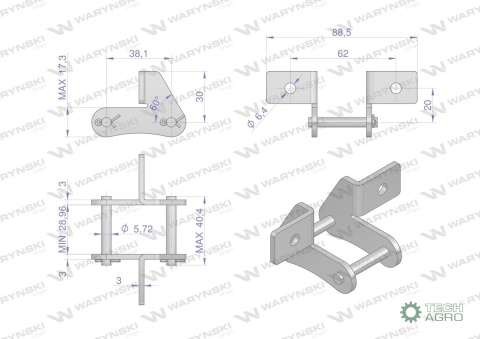 Zamek łańcucha z przyłączem obustronnymS52SD Waryński ( sprzedawane po 2 )