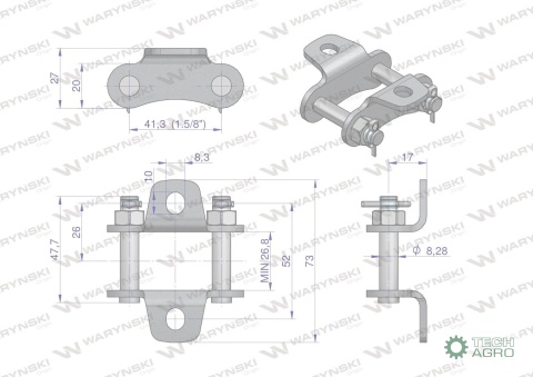 Zamek łańcucha z przyłączem obustronnymS55X (R1 41.30) zastosowanie Bizon Anna Waryński ( sprzedawane po 5 ) 55240000