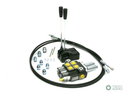 Zestaw: Rozdzielacz 2-sek. + Dźwignie do sterowania + Szpilki łączeniowe + Elementy złączne + Linki na widełki 2500mm Waryński