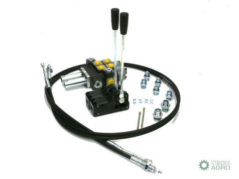 Zestaw: Rozdzielacz 2-sek. + Dźwignie do sterowania + Szpilki łączeniowe + Elementy złączne + Linki na widełki 2500mm Waryński