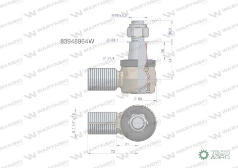 Przegub kierowniczy 1.1/4" 83948964 WARYŃSKI Przegub kierowniczy 1.1/4" 83948964 WARYŃSKI