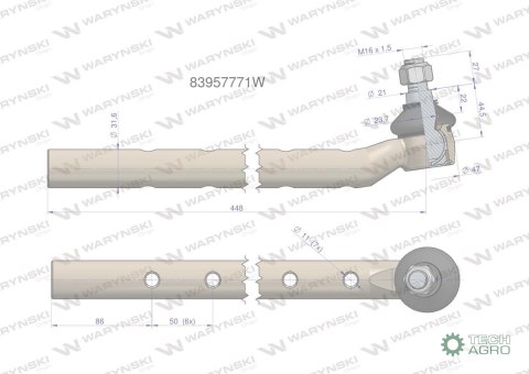 Przegub kierowniczy 1.1/4" 83957771 WARYŃSKI Przegub kierowniczy 1.1/4" 83957771 WARYŃSKI