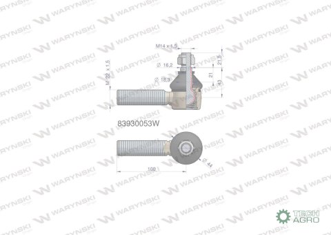 Przegub kierowniczy 100mm-M22x1,5 83930053 WARYŃSKI Przegub kierowniczy 100mm-M22x1,5 83930053 WARYŃSKI