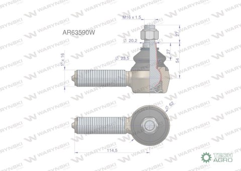 Przegub kierowniczy 114,5mm - 1" AR63590 WARYŃSKI Przegub kierowniczy 114,5mm - 1" AR63590 WARYŃSKI
