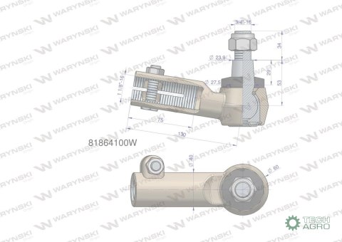 Przegub kierowniczy 130mm - M1 1/8" 81864100 WARYŃSKI Przegub kierowniczy 130mm - M1 1/8" 81864100 WARYŃSKI