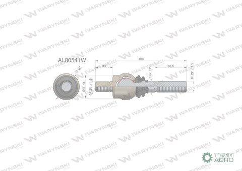 Przegub kierowniczy 180mm- M20x1,5; M22x1,5 AL80541 WARYŃSKI Przegub kierowniczy 180mm- M20x1,5; M22x1,5 AL80541 WARYŃSKI