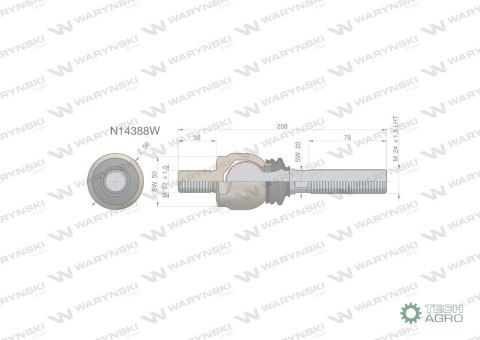 Przegub kierowniczy 208mm - M22x1,5; M24x1,5L N14388 WARYŃSKI Przegub kierowniczy 208mm - M22x1,5; M24x1,5L N14388 WARYŃSKI