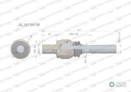 Przegub kierowniczy 211mm - M26x1,5 ; M24x1,5 AL161341 WARYŃSKI