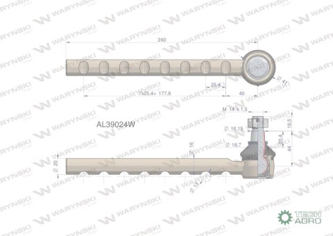 Przegub kierowniczy 240mm AL39019 WARYŃSKI Przegub kierowniczy 240mm AL39019 WARYŃSKI