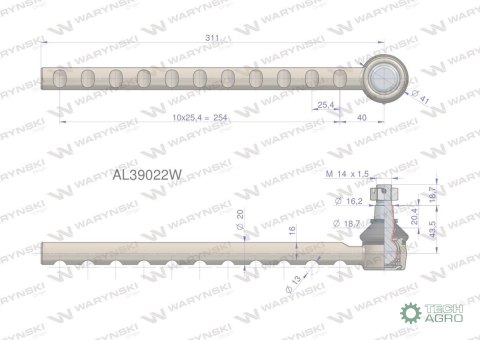 Przegub kierowniczy 311mm AL39022 WARYŃSKI Przegub kierowniczy 311mm AL39022 WARYŃSKI