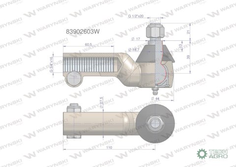 Przegub kierowniczy 3/4" 83902603 WARYŃSKI Przegub kierowniczy 3/4" 83902603 WARYŃSKI