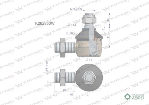 Przegub kierowniczy 3/4' K262850 WARYŃSKI Przegub kierowniczy 3/4' K262850 WARYŃSKI
