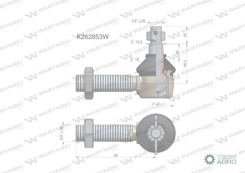 Przegub kierowniczy 3/4' K262853 WARYŃSKI Przegub kierowniczy 3/4' K262853 WARYŃSKI