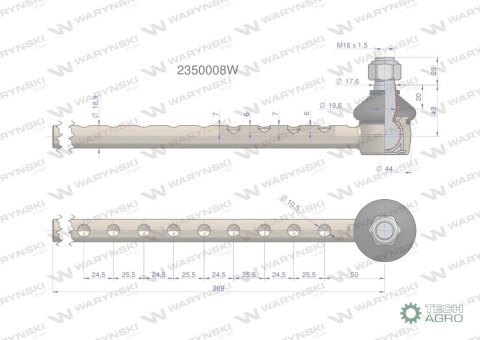 Przegub kierowniczy 369mm 2350008 WARYŃSKI Przegub kierowniczy 369mm 2350008 WARYŃSKI
