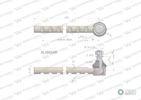 Przegub kierowniczy 370mm AL39024 WARYŃSKI Przegub kierowniczy 370mm AL39024 WARYŃSKI