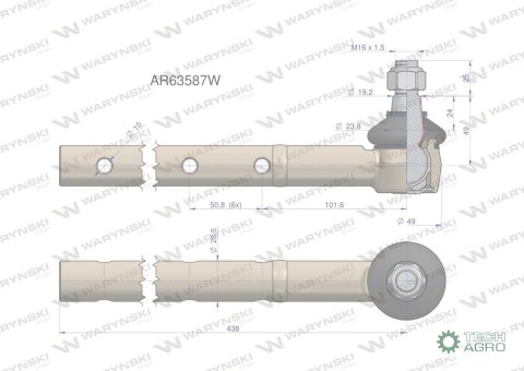 Przegub kierowniczy 438mm AR63587 WARYŃSKI Przegub kierowniczy 438mm AR63587 WARYŃSKI
