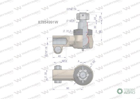 Przegub kierowniczy 7/8"L 83934991 WARYŃSKI Przegub kierowniczy 7/8"L 83934991 WARYŃSKI