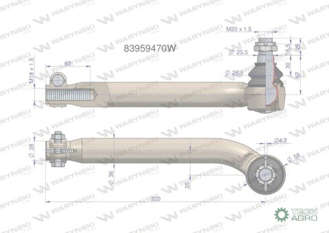 Przegub kierowniczy M18x1.5L 83959470 WARYŃSKI Przegub kierowniczy M18x1.5L 83959470 WARYŃSKI