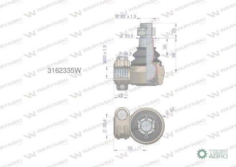 Przegub kierowniczy M20x1.5 3162335 WARYŃSKI Przegub kierowniczy M20x1.5 3162335 WARYŃSKI