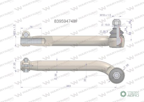 Przegub kierowniczy M22x1.5 83959474 WARYŃSKI Przegub kierowniczy M22x1.5 83959474 WARYŃSKI