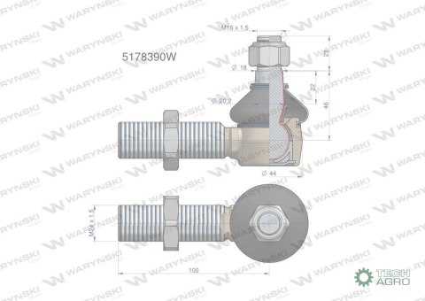 Przegub kierowniczy M24x1.5 5178378 WARYŃSKI Przegub kierowniczy M24x1.5 5178378 WARYŃSKI