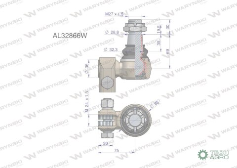 Przegub kierowniczy M24x1.5 AL32866 WARYŃSKI Przegub kierowniczy M24x1.5 AL32866 WARYŃSKI