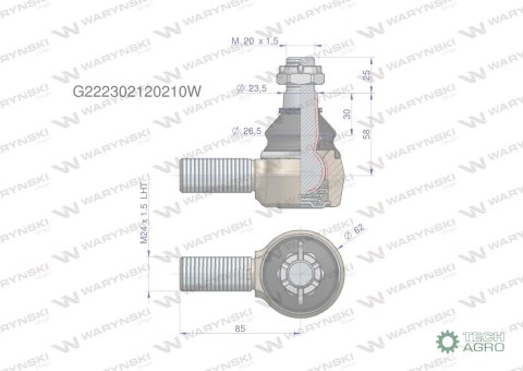 Przegub kierowniczy M24x1.5L G222302120210 WARYŃSKI Przegub kierowniczy M24x1.5L G222302120210 WARYŃSKI
