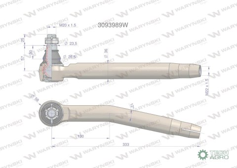Przegub kierowniczy lewy M22x1.5 F168303100030 WARYŃSKI Przegub kierowniczy lewy M22x1.5 F168303100030 WARYŃSKI