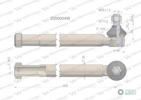 Przegub układu kierowniczego JCB 2350004 Waryński Przegub układu kierowniczego JCB 2350004 Waryński