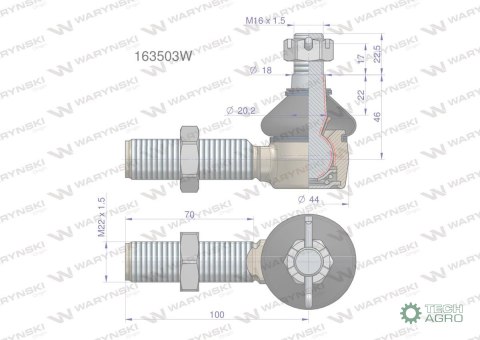 Przegub układu kierowniczego Manitou 163503 Waryński Przegub układu kierowniczego Manitou 163503 Waryński