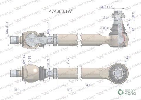 Przegub układu kierowniczego Manitou 474683.1 Waryński Przegub układu kierowniczego Manitou 474683.1 Waryński
