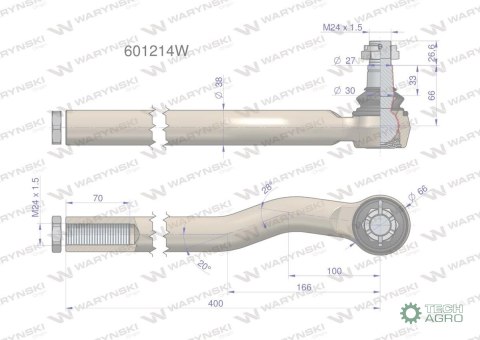 Przegub układu kierowniczego Manitou 601214 Waryński Przegub układu kierowniczego Manitou 601214 Waryński